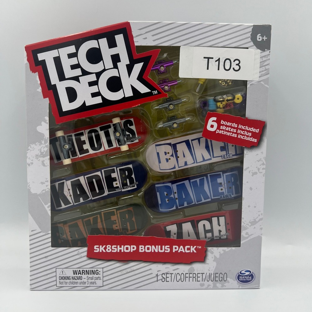 Tech Deck Sk8shop Bonus Pack 6 Fingerboards Skateboards Theo‎ Kader Baker Zach